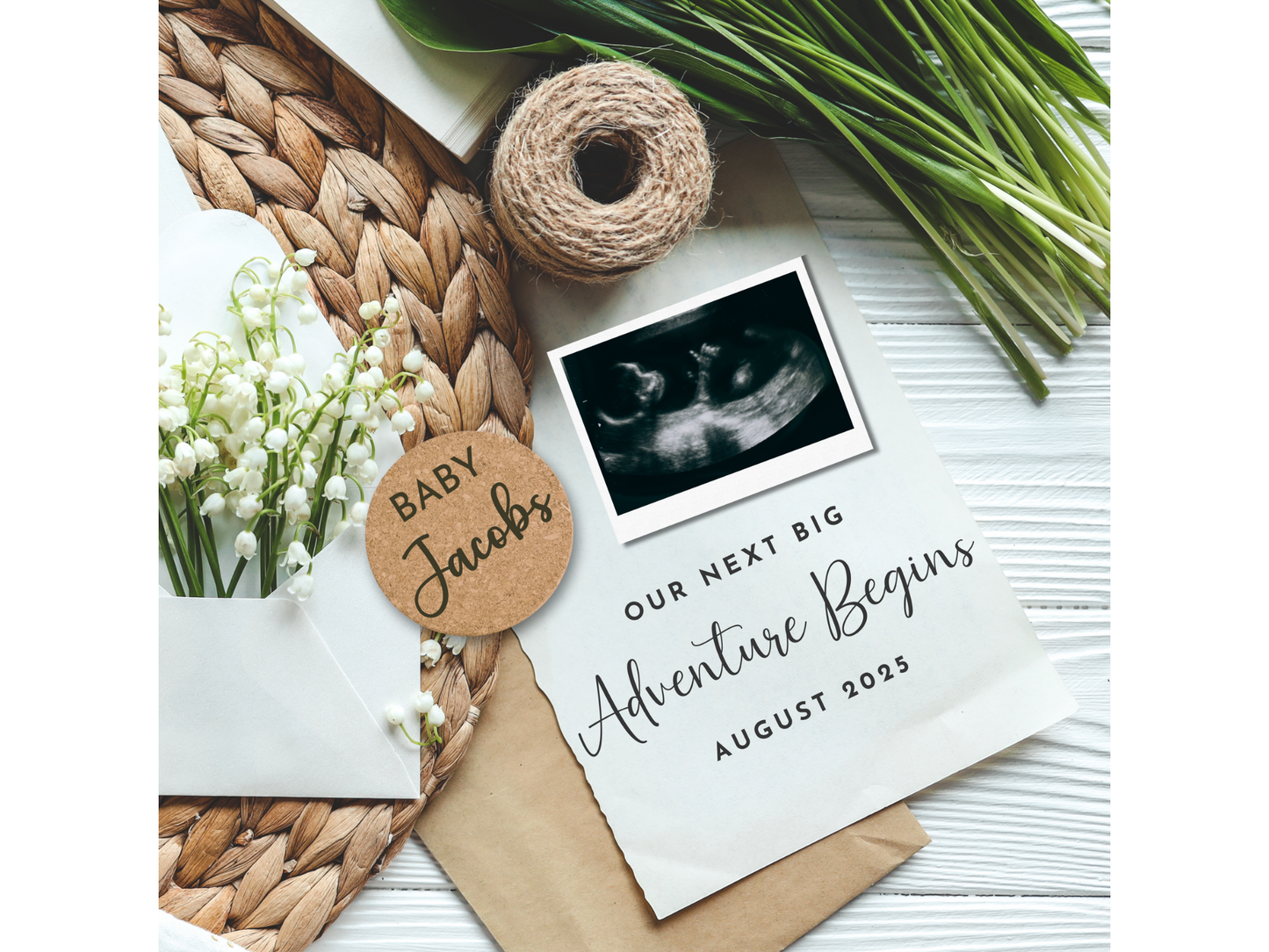 Boho Pregnancy Announcement Template