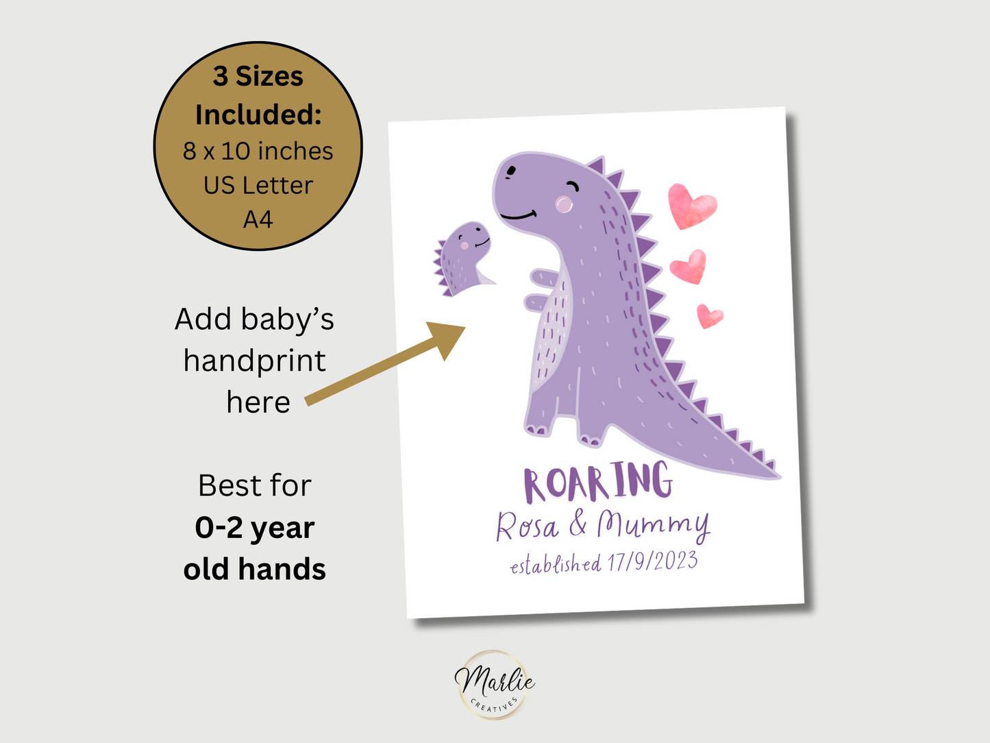 Purple Dinosaur Handprint Art For One Child