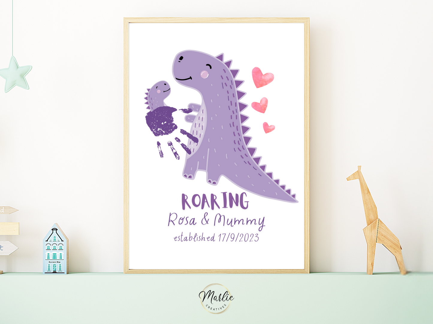 Purple Dinosaur Handprint Art For One Child