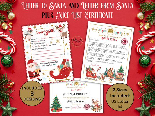 Letter From Santa, Nice List Certificate and Letter To Santa