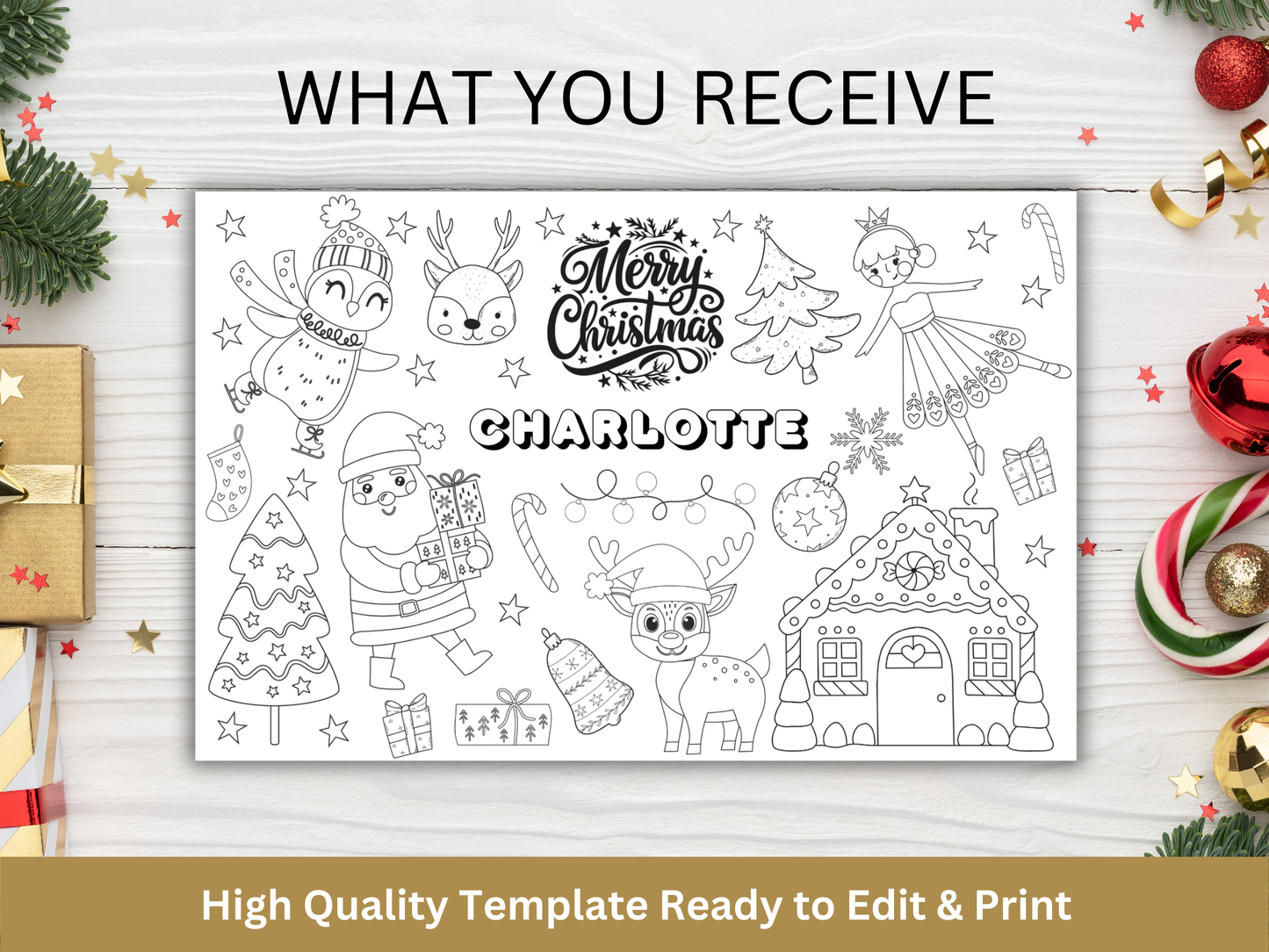 Christmas Coloring Page Placemat