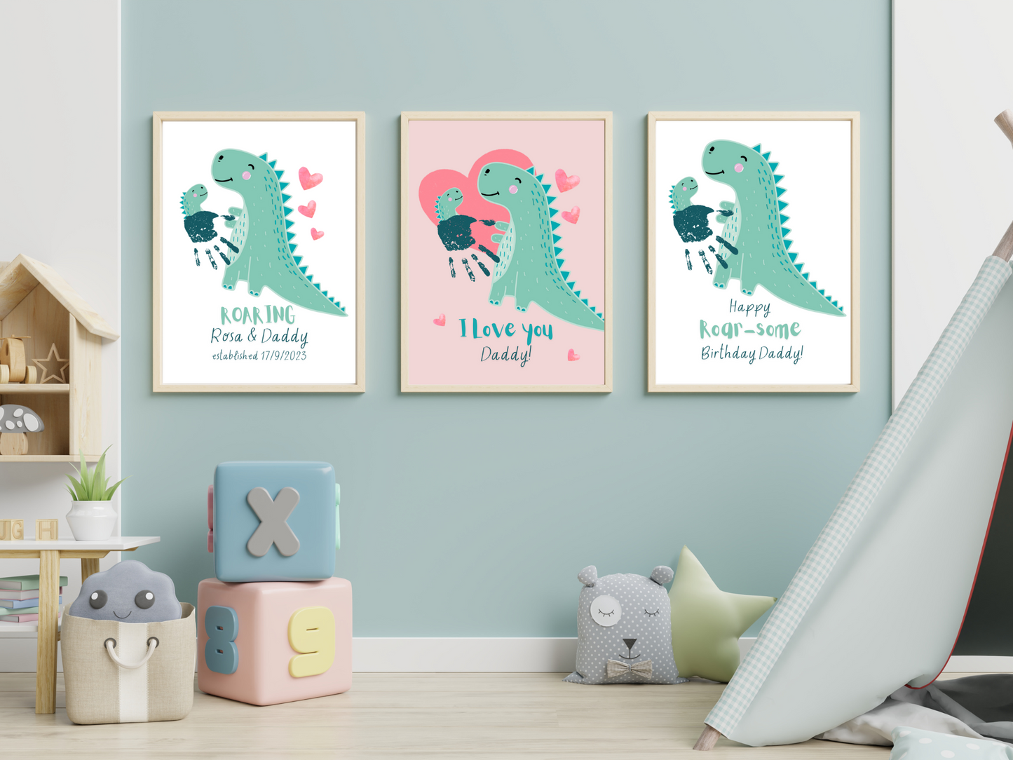 Green Dinosaur Handprint Art For One Child