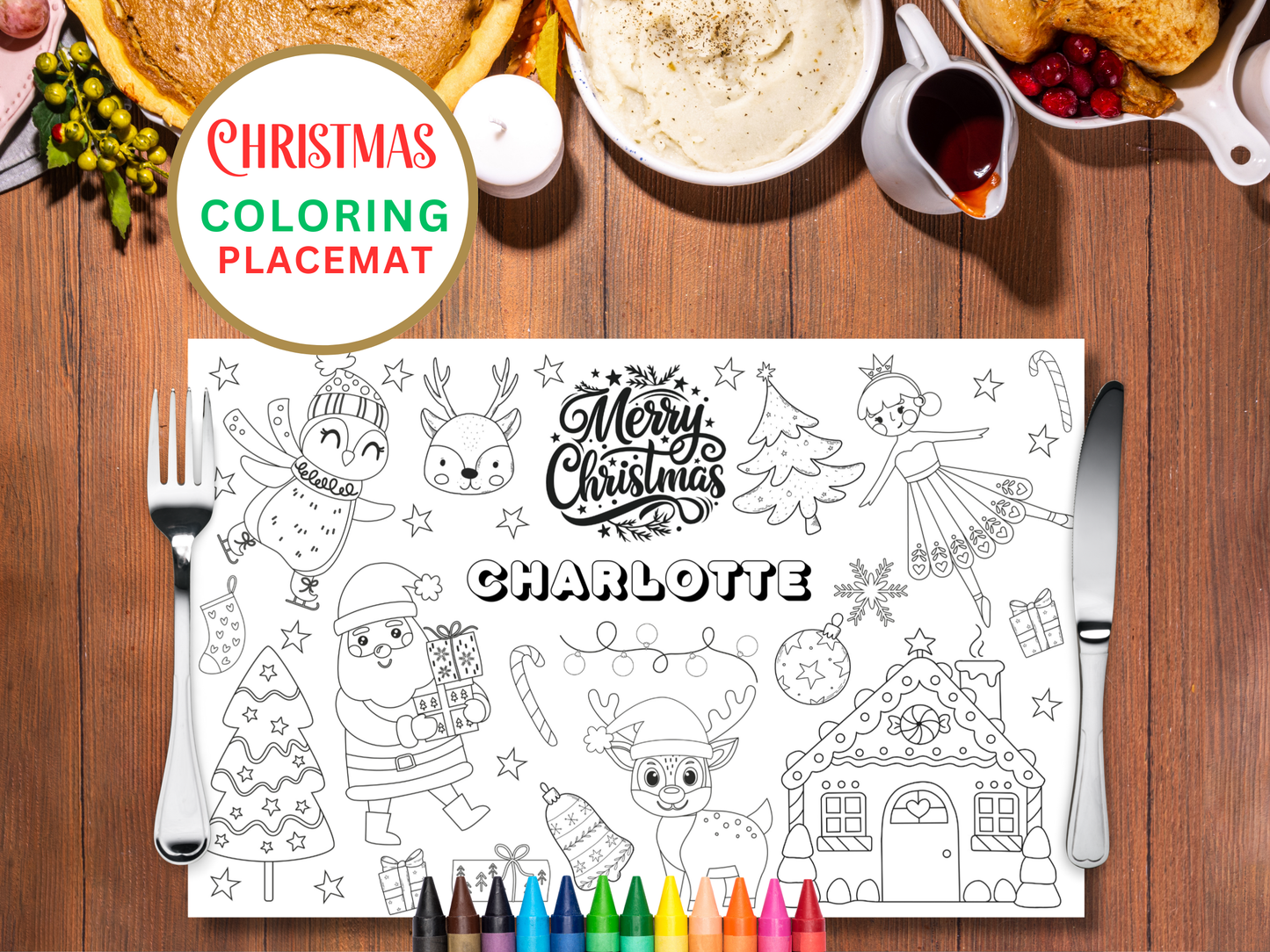 Christmas Coloring Page Placemat